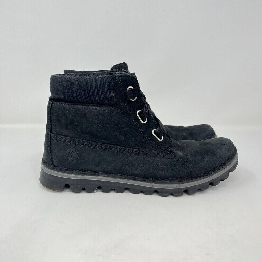 Timberland Brookton Lace Up Round Toe Black Nubuck Ankle Boots Women's Size 9